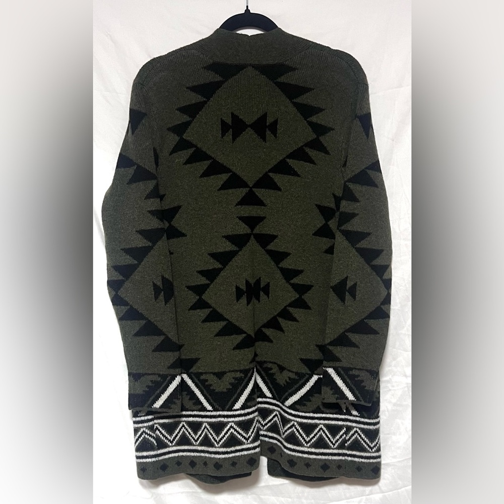 Frye Black and Green Geometric Aztec Southwestern Oversized Open Cardigan Cozy - Picture 8 of 10